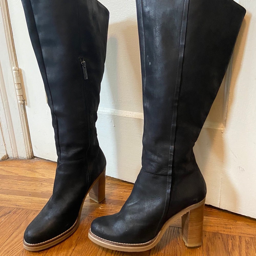 Duo Custom Wide Calf Knee High Leather Boots Heels